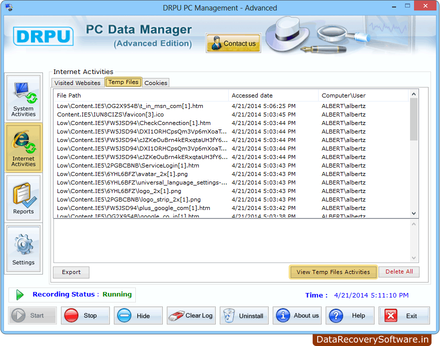 View Temp File Activities