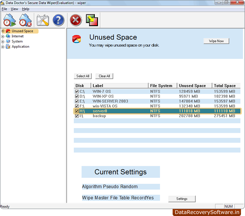 Select Drive Data Wiping Software