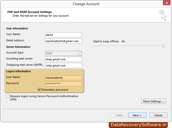 Locate the Password Field