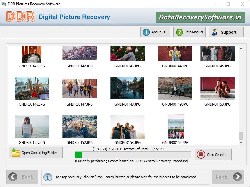 Screenshot of Erased Digital Pictures Recovery Tool