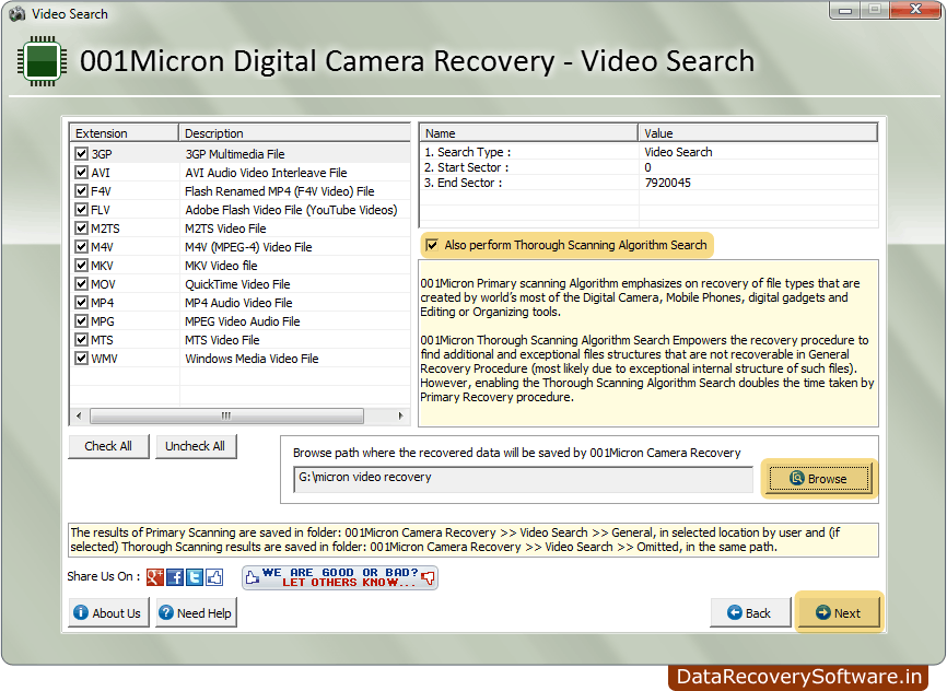 Browse Path Digital CameraRecovery