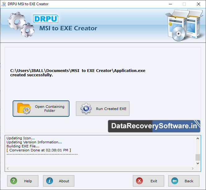 View created Exe file setup