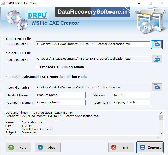 Convert .msi file into .exe file