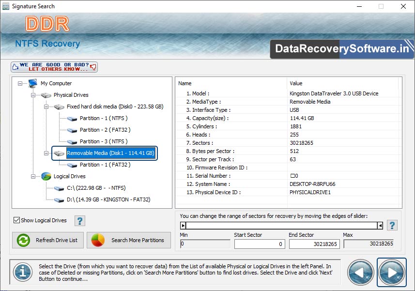 Select Partition drive