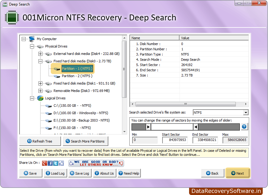 Partition Drive NTFS Data Recovery Software